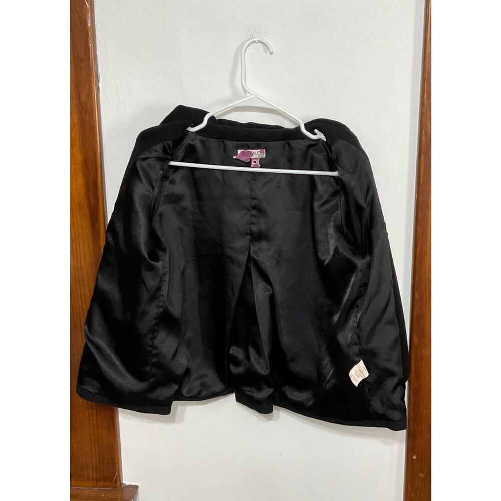 Buffalo David Bitton Black Cropped  Coat Sz Medium Snap Front 3/4 Balloon Sleeve - Picture 4 of 7